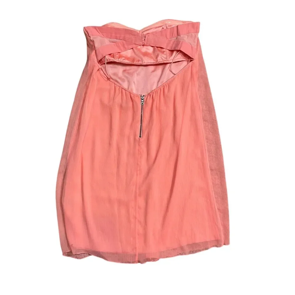 Alice + Olivia 6 Peach Dress Strapless Lined‎ Chiffon Polyester Blend